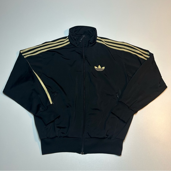 adidas Other - Adidas Originals Firebird Track Jacket Black Gold Trefoil Logo Size Small